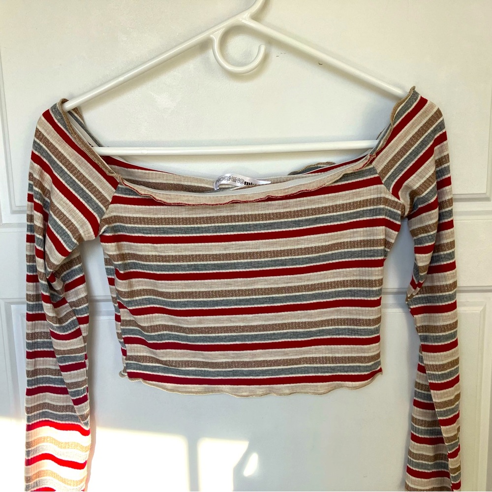 Women’s Crop Top Long Sleeve Striped Top